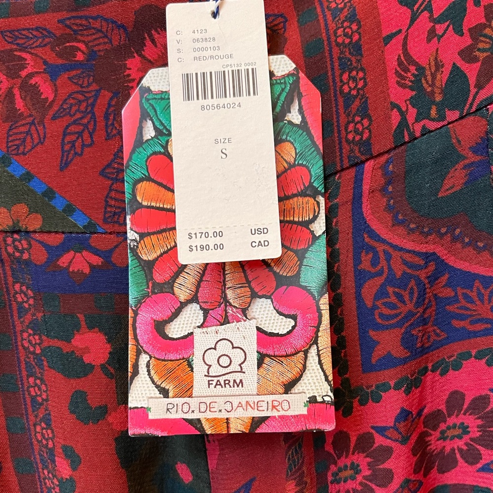 FARM Rio Red and Green Wide Leg Pants - Picture 8 of 8